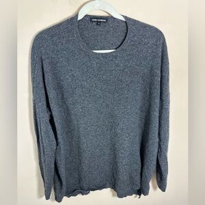 State Cashmere womens Sweater XL heathered charcoal Gray Scoop Neck Long Sleeve